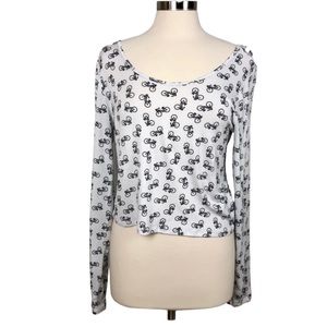 Map To Mars Black and White Bicycle Print Top